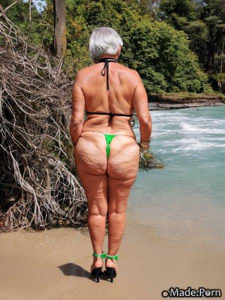 Bimbo choker bobcut bbw bikini photo full shot AI porn - made.porn on pornintellect.com