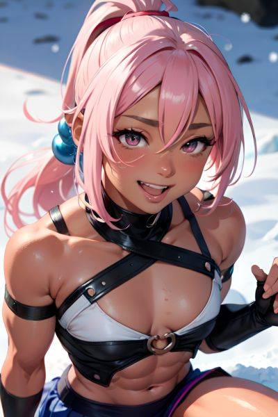 Anime Muscular Small Tits 50s Age Laughing Face Pink Hair Ponytail Hair Style Dark Skin Skin Detail (beta) Snow Close Up View Straddling Mini Skirt 3691980520428823680 - AI Hentai - aihentai.co on pornintellect.com