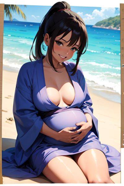 Anime Pregnant Small Tits 60s Age Laughing Face Brunette Ponytail Hair Style Dark Skin Watercolor Beach Front View Eating Kimono 3691999845015629830 - AI Hentai - aihentai.co on pornintellect.com