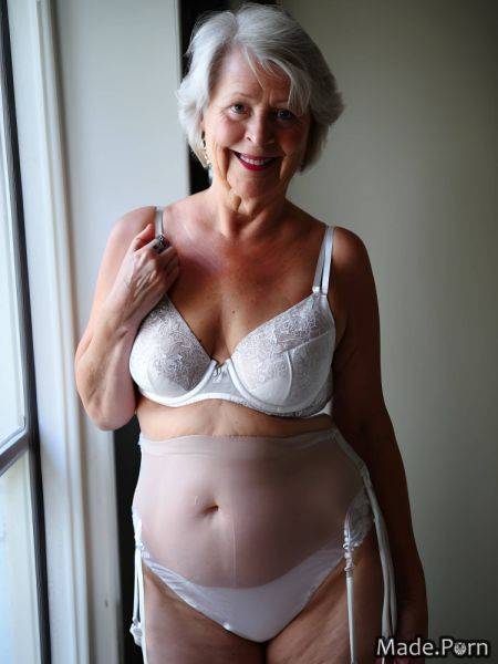 Natural tits white hair cleavage woman bedroom silk mid-length hair AI porn - made.porn on pornintellect.com