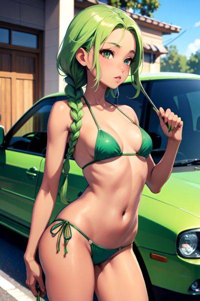 Anime Skinny Small Tits 40s Age Pouting Lips Face Green Hair Braided Hair Style Dark Skin Illustration Car Side View T Pose Bikini 3692231776017683959 - AI Hentai - aihentai.co on pornintellect.com