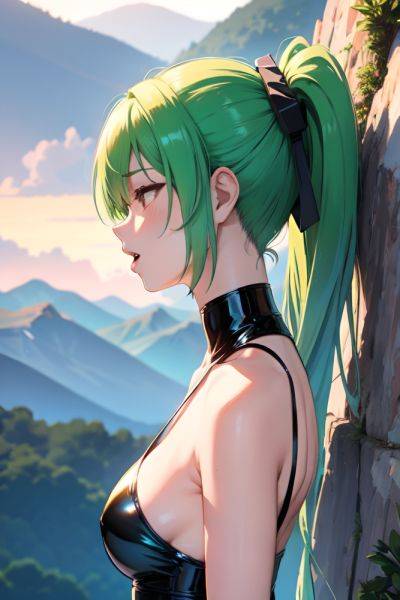 Anime Busty Small Tits 30s Age Ahegao Face Green Hair Ponytail Hair Style Light Skin Soft + Warm Mountains Back View Sleeping Latex 3692312950728596983 - AI Hentai - aihentai.co on pornintellect.com