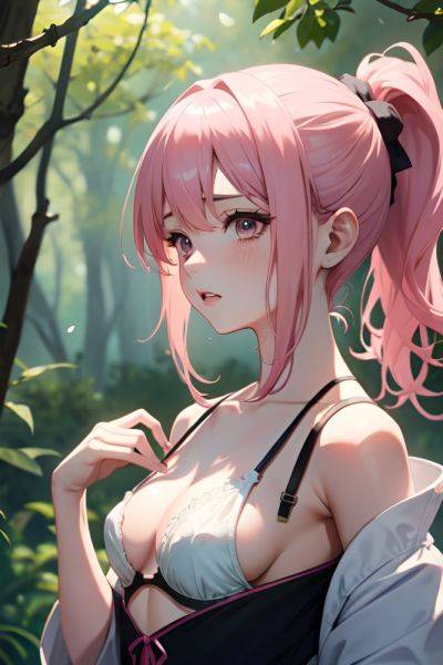 Anime Busty Small Tits 20s Age Sad Face Pink Hair Ponytail Hair Style Light Skin Watercolor Forest Close Up View T Pose Lingerie 3692571936794714102 - AI Hentai - aihentai.co on pornintellect.com