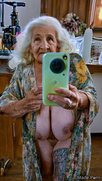 Bangs hair saggy tits 90 woman blonde selfie piercing AI porn - made.porn on pornintellect.com