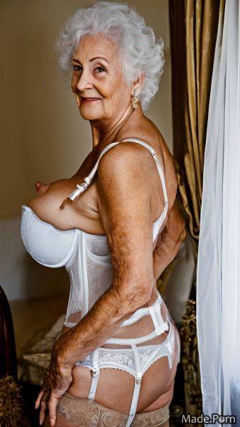Muscular strappy heels white hair woman flashing smile big ass AI porn - made.porn on pornintellect.com