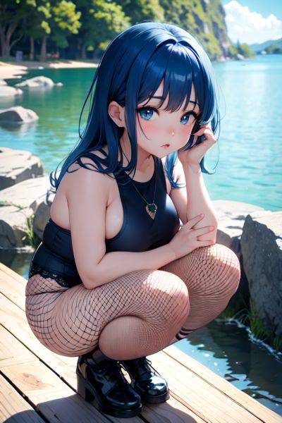 Anime Chubby Small Tits 18 Age Pouting Lips Face Blue Hair Straight Hair Style Light Skin Dark Fantasy Lake Front View Squatting Fishnet 3688041604267491179 - AI Hentai - aihentai.co on pornintellect.com
