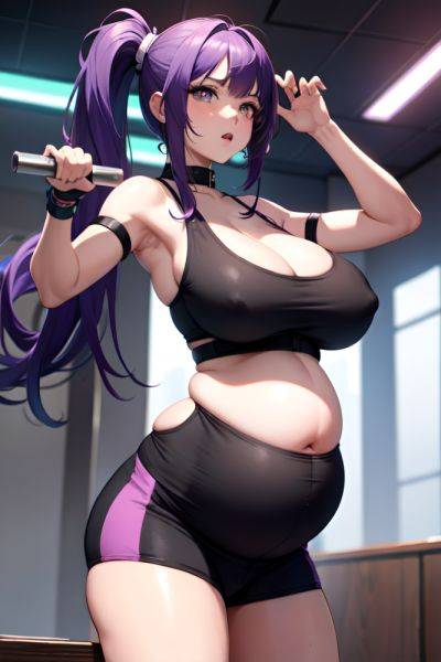 Anime Pregnant Huge Boobs 20s Age Shocked Face Purple Hair Bangs Hair Style Light Skin Cyberpunk Gym Back View Straddling Schoolgirl 3688084124401215647 - AI Hentai - aihentai.co on pornintellect.com