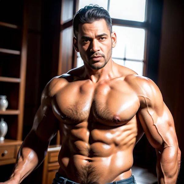 , latino,manly man,thirties,(RAW photo, best quality, masterpiece:1.1), (realistic, photo-realistic:1.2), ultra-detailed, ultra high res, physically-based rendering,(adult:1.5) - pornmake.ai on pornintellect.com
