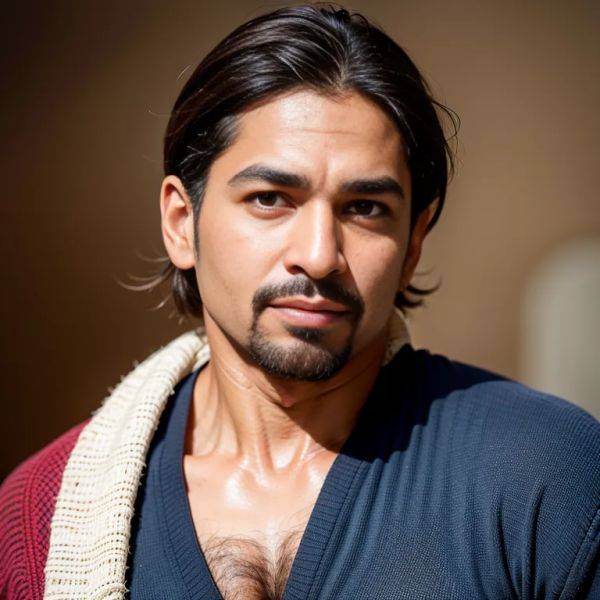 , Indian, brown skin, facial mark,manly man,twenties,(RAW photo, best quality, masterpiece:1.1), (realistic, photo-realistic:1.2), ultra-detailed, ultra high res, physically-based rendering,(adult:1.5) - pornmake.ai - India on pornintellect.com