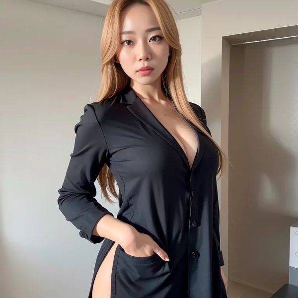 ,korean,kpop idol,woman,twenties,(RAW photo, best quality, masterpiece:1.1), (realistic, photo-realistic:1.2), ultra-detailed, ultra high res, physically-based rendering,long hair,messy hair,blonde hair,large - pornmake.ai - North Korea on pornintellect.com