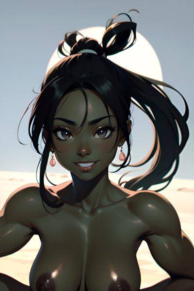 Anime Muscular Small Tits 70s Age Happy Face Black Hair Ponytail Hair Style Dark Skin Black And White Desert Close Up View Yoga Partially Nude 3688428150208498857 - AI Hentai - aihentai.co on pornintellect.com