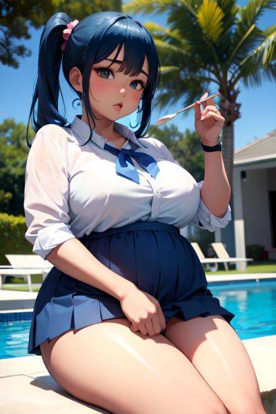 Anime Chubby Small Tits 60s Age Serious Face Blue Hair Slicked Hair Style Dark Skin Skin Detail (beta) Pool Front View Eating Schoolgirl 3688443612090926195 - AI Hentai - aihentai.co on pornintellect.com