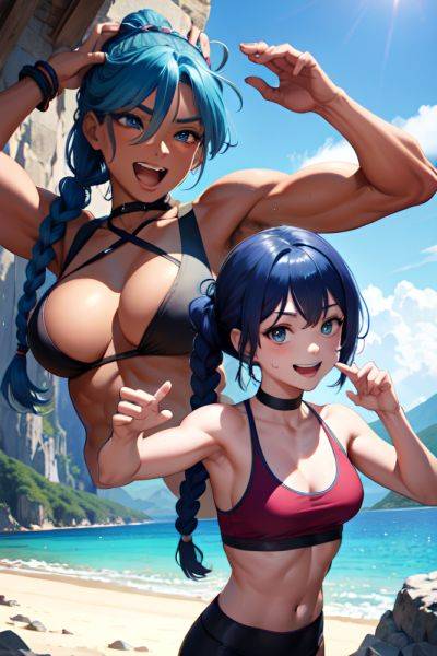 Anime Muscular Small Tits 20s Age Laughing Face Blue Hair Braided Hair Style Dark Skin Dark Fantasy Lake Front View Yoga Teacher 3688451345798308203 - AI Hentai - aihentai.co on pornintellect.com