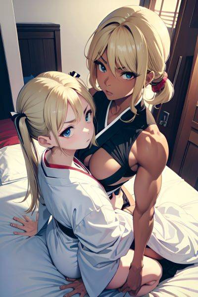 Anime Muscular Small Tits 60s Age Serious Face Blonde Pigtails Hair Style Dark Skin Black And White Bedroom Front View Massage Kimono 3688497731273908655 - AI Hentai - aihentai.co on pornintellect.com
