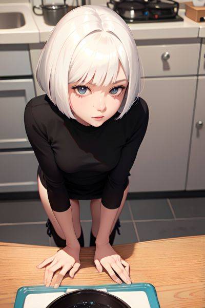 Anime Skinny Small Tits 18 Age Happy Face White Hair Bobcut Hair Style Light Skin Charcoal Kitchen Close Up View Bending Over Teacher 3688571175215689705 - AI Hentai - aihentai.co on pornintellect.com