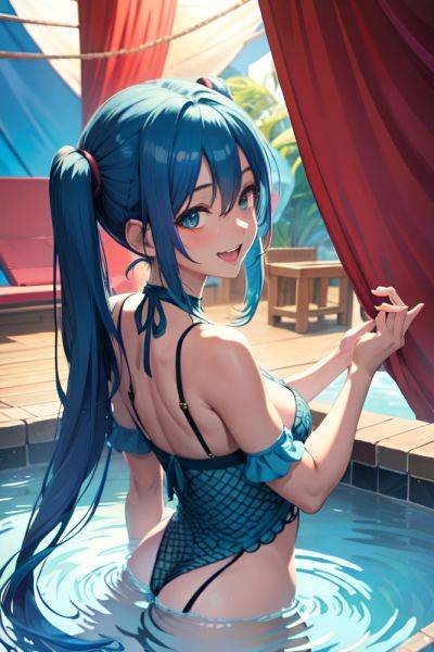 Anime Busty Small Tits 20s Age Laughing Face Blue Hair Pigtails Hair Style Dark Skin Warm Anime Tent Back View Bathing Fishnet 3688810834565162708 - AI Hentai - aihentai.co on pornintellect.com