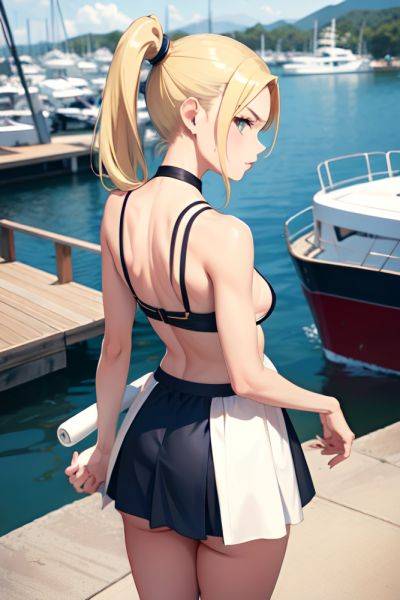 Anime Skinny Small Tits 50s Age Serious Face Blonde Ponytail Hair Style Light Skin Film Photo Yacht Side View On Back Mini Skirt 3688888143805638578 - AI Hentai - aihentai.co on pornintellect.com