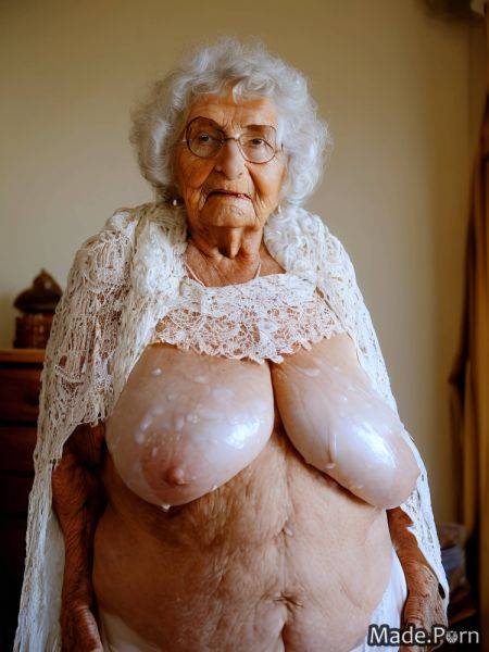 Gigantic boobs seductive woman nun oiled body made white hair AI porn - made.porn on pornintellect.com