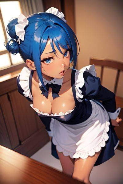 Anime Busty Small Tits 20s Age Seductive Face Blue Hair Hair Bun Hair Style Dark Skin Soft + Warm Bar Front View Bending Over Maid 3689007973566244882 - AI Hentai - aihentai.co on pornintellect.com
