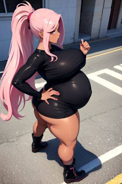 Anime Pregnant Huge Boobs 70s Age Seductive Face Pink Hair Ponytail Hair Style Dark Skin 3d Street Back View Eating Goth 3689077552020427329 - AI Hentai - aihentai.co on pornintellect.com