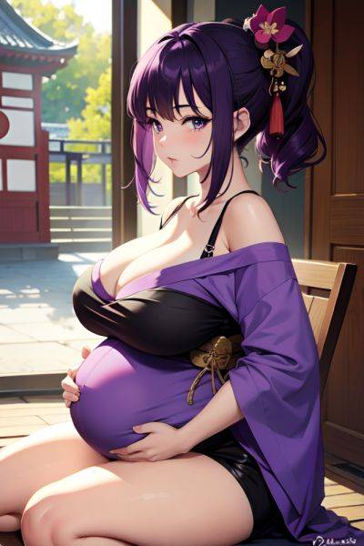 Anime Pregnant Huge Boobs 30s Age Sad Face Purple Hair Pixie Hair Style Dark Skin Crisp Anime Bar Side View Eating Geisha 3689162592373850712 - AI Hentai - aihentai.co on pornintellect.com