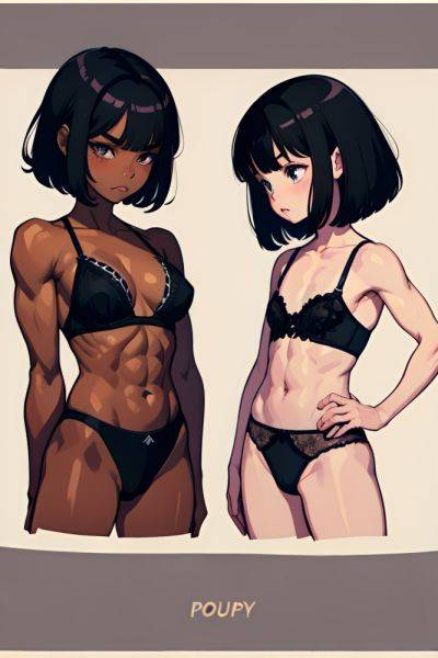 Anime Muscular Small Tits 80s Age Pouting Lips Face Black Hair Bangs Hair Style Dark Skin Illustration Party Back View Plank Lingerie 3689270825396029615 - AI Hentai - aihentai.co on pornintellect.com