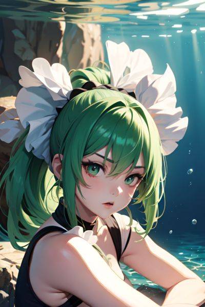 Anime Busty Small Tits 30s Age Serious Face Green Hair Ponytail Hair Style Dark Skin Dark Fantasy Underwater Close Up View Working Out Maid 3689324942139596273 - AI Hentai - aihentai.co on pornintellect.com