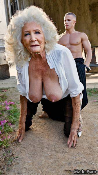 Saggy tits woman made white hair kneeling 90 doggystyle AI porn - made.porn on pornintellect.com