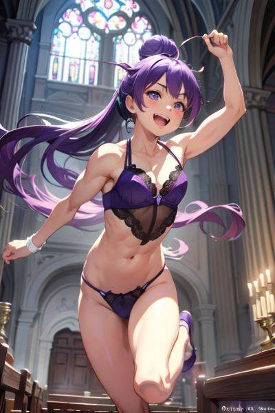 Anime Muscular Small Tits 18 Age Laughing Face Purple Hair Hair Bun Hair Style Light Skin Painting Church Front View Jumping Lingerie 3696367827304737399 - AI Hentai - aihentai.co on pornintellect.com