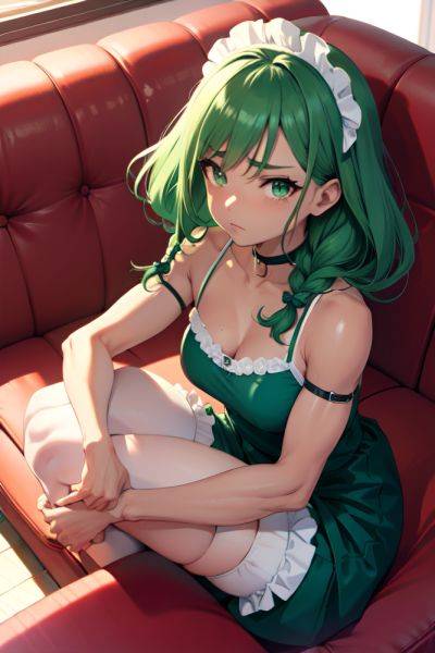 Anime Muscular Small Tits 60s Age Sad Face Green Hair Braided Hair Style Dark Skin Soft + Warm Couch Front View Bending Over Maid 3696352364380868577 - AI Hentai - aihentai.co on pornintellect.com