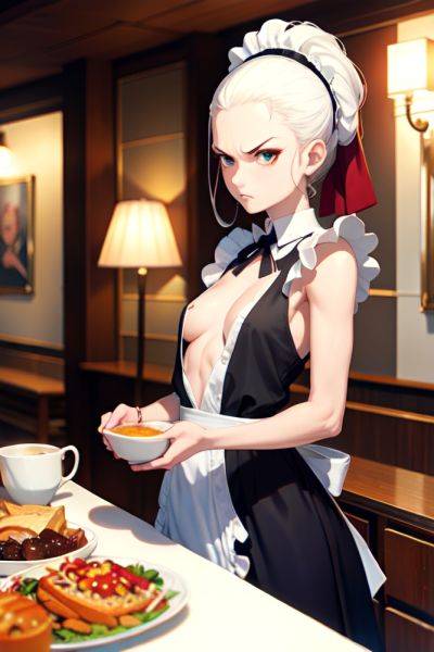 Anime Skinny Small Tits 70s Age Angry Face White Hair Slicked Hair Style Light Skin Dark Fantasy Pool Front View Eating Maid 3696336904492188097 - AI Hentai - aihentai.co on pornintellect.com