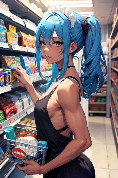 Anime Muscular Small Tits 18 Age Ahegao Face Blue Hair Messy Hair Style Dark Skin Charcoal Grocery Back View Gaming Maid 3696615218374945066 - AI Hentai - aihentai.co on pornintellect.com