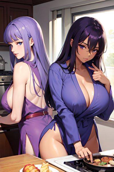 Anime Skinny Huge Boobs 70s Age Seductive Face Purple Hair Straight Hair Style Dark Skin Skin Detail (beta) Train Back View Cooking Bathrobe 3696773702669304549 - AI Hentai - aihentai.co on pornintellect.com