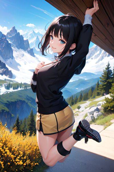 Anime Skinny Small Tits 30s Age Happy Face Black Hair Bangs Hair Style Light Skin Warm Anime Mountains Back View Jumping Mini Skirt 3696851010087431931 - AI Hentai - aihentai.co on pornintellect.com