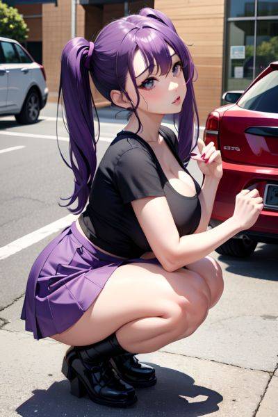 Anime Busty Huge Boobs 30s Age Pouting Lips Face Purple Hair Pigtails Hair Style Dark Skin Comic Club Side View Squatting Mini Skirt 3696862608492924364 - AI Hentai - aihentai.co on pornintellect.com