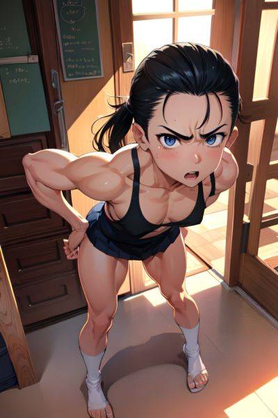 Anime Muscular Small Tits 18 Age Angry Face Black Hair Slicked Hair Style Light Skin Watercolor Desert Front View Bending Over Schoolgirl 3697071343905040236 - AI Hentai - aihentai.co on pornintellect.com
