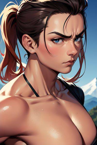 Anime Muscular Small Tits 50s Age Serious Face Ginger Slicked Hair Style Dark Skin Charcoal Mountains Close Up View Working Out Teacher 3697102266717611724 - AI Hentai - aihentai.co on pornintellect.com