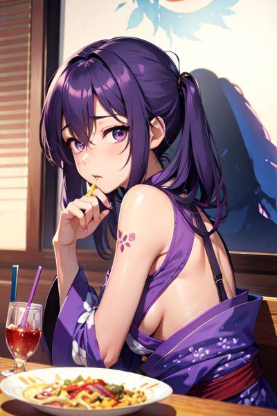 Anime Skinny Small Tits 18 Age Shocked Face Purple Hair Messy Hair Style Dark Skin Watercolor Restaurant Side View Eating Kimono 3697280079317017795 - AI Hentai - aihentai.co on pornintellect.com