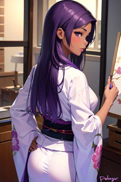 Anime Skinny Small Tits 30s Age Pouting Lips Face Purple Hair Straight Hair Style Dark Skin Painting Office Back View On Back Kimono 3697299404676313442 - AI Hentai - aihentai.co on pornintellect.com