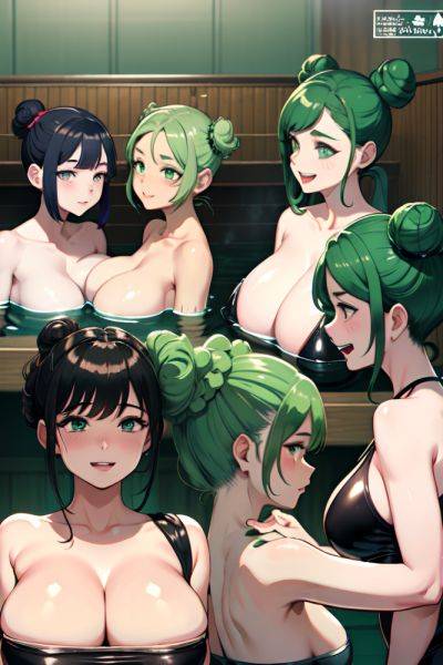 Anime Chubby Small Tits 20s Age Laughing Face Green Hair Hair Bun Hair Style Dark Skin Charcoal Sauna Side View Massage Latex 3697392179072965086 - AI Hentai - aihentai.co on pornintellect.com