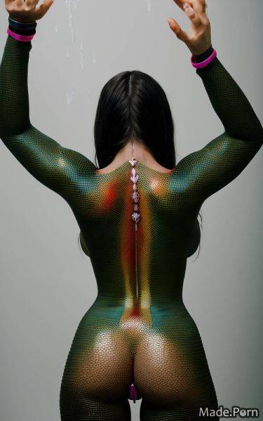 Silk spandex back view piercing sci-fi metal necklace AI porn - made.porn on pornintellect.com