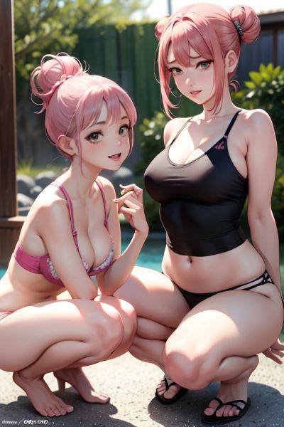 Anime Busty Small Tits 20s Age Seductive Face Pink Hair Hair Bun Hair Style Light Skin Skin Detail (beta) Onsen Front View Squatting Bra 3697627972762471880 - AI Hentai - aihentai.co on pornintellect.com