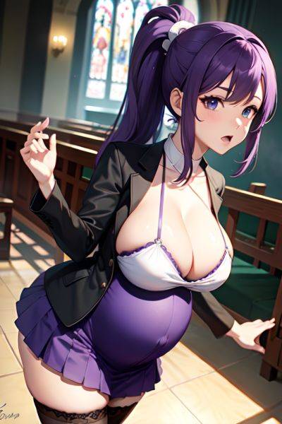 Anime Pregnant Huge Boobs 50s Age Shocked Face Purple Hair Ponytail Hair Style Light Skin Skin Detail (beta) Church Front View Gaming Stockings 3697651165153187799 - AI Hentai - aihentai.co on pornintellect.com