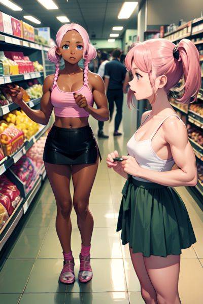 Anime Muscular Small Tits 80s Age Shocked Face Pink Hair Pigtails Hair Style Dark Skin Vintage Grocery Front View Bathing Mini Skirt 3697898555704007739 - AI Hentai - aihentai.co on pornintellect.com