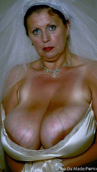 Photo studio laughing babe profile shot white hair arched eyebrow wedding AI porn - made.porn on pornintellect.com