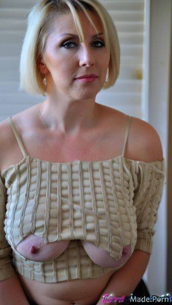 Flashing tits big hips secretary stylish knitted bobcut sweater AI porn - made.porn on pornintellect.com