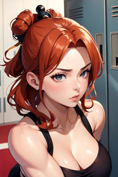 Anime Muscular Small Tits 30s Age Pouting Lips Face Ginger Hair Bun Hair Style Light Skin Charcoal Locker Room Front View Massage Geisha 3698381739095309732 - AI Hentai - aihentai.co on pornintellect.com