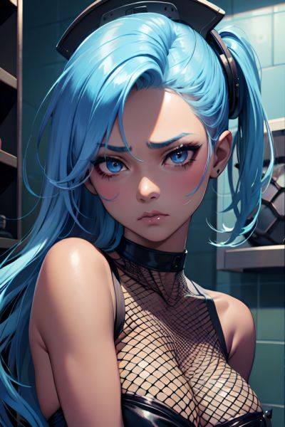 Anime Busty Small Tits 80s Age Sad Face Blue Hair Slicked Hair Style Dark Skin Charcoal Prison Front View Gaming Fishnet 3698605935195856606 - AI Hentai - aihentai.co on pornintellect.com