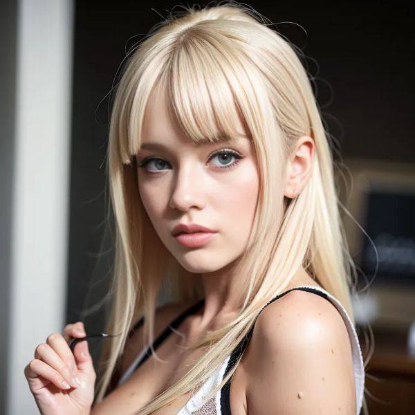 ,white people,woman,twenties,(RAW photo, best quality, masterpiece:1.1), (realistic, photo-realistic:1.2), ultra-detailed, ultra high res, physically-based rendering,long hair,messy hair,white hair,hair behind - pornmake.ai on pornintellect.com