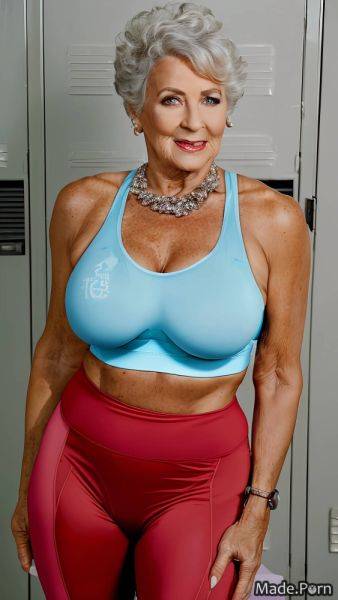 Sports bra high ponytail locker room bodybuilder gigantic boobs huge boobs sweat AI porn - made.porn on pornintellect.com